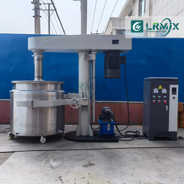 11kW high-speed disperser real photo, showing high-power motor and dispersion impeller of industrial mixer, front view for paint and chemical production