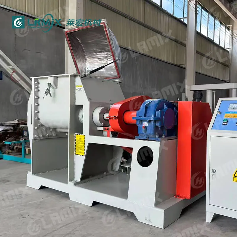 100L screw extruder kneader with mechanical seal - real-life side view, professional photo highlighting side transmission and seal components.