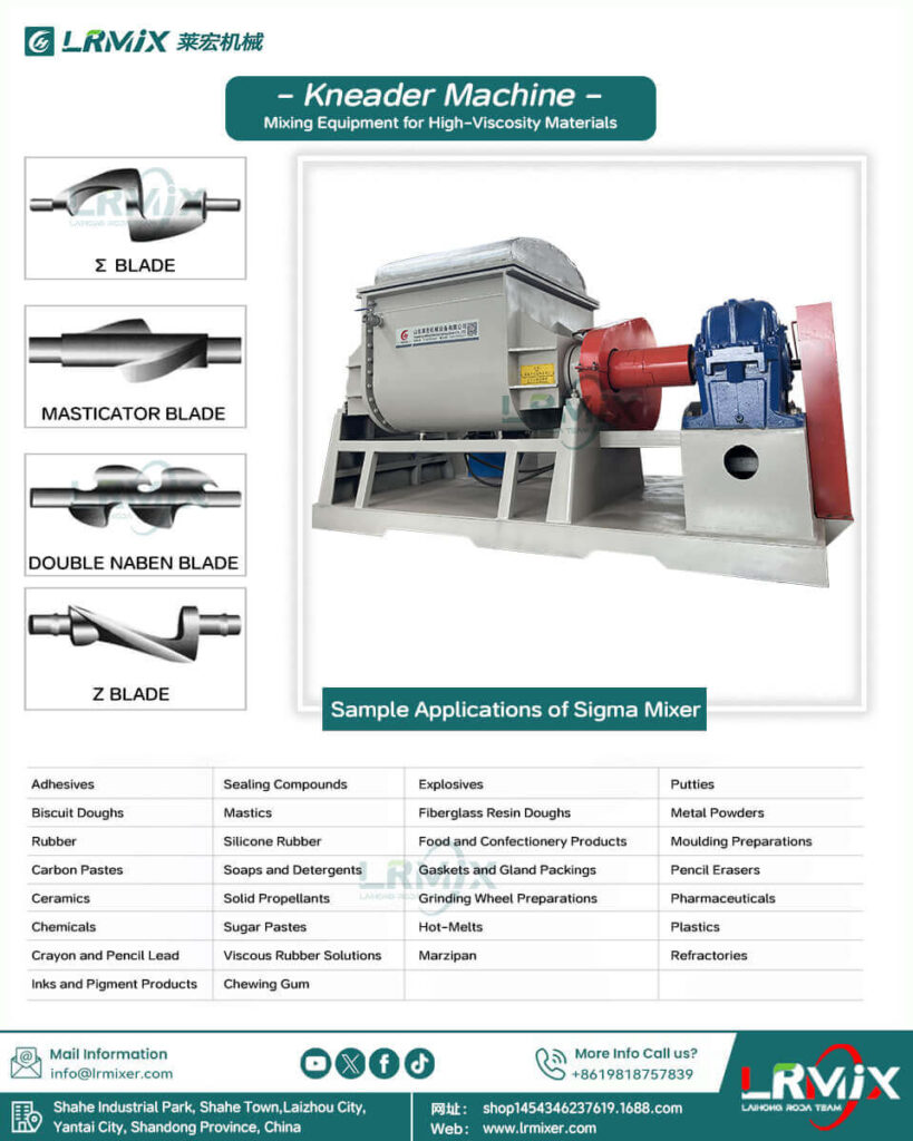 Industrial kneader machine with sigma blades used for silicone, rubber, adhesives and high-viscosity materials