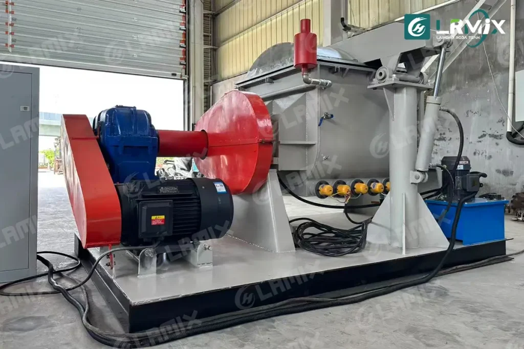 LRMIX 500L sigma kneader hydraulic tilt discharge system and drive components factory inspection